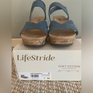 Life Stride Danita Denim Wedge Sandals 7